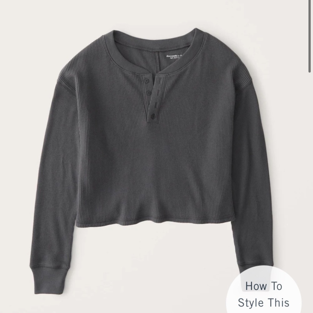 Abercrombie & Fitch - Cropped Long-Sleeve Waffle Henley